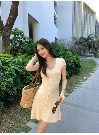 knit V-neck dress