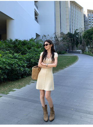 knit V-neck dress