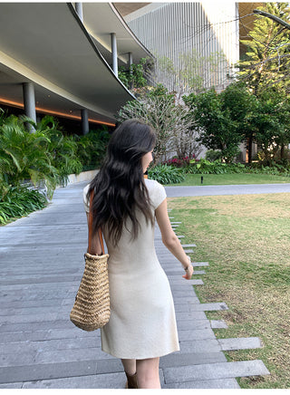 knit V-neck dress