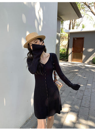 knit V-neck dress