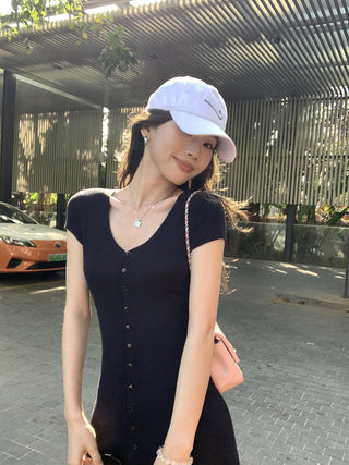knit V-neck dress