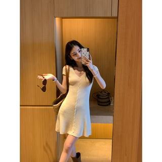 knit V-neck dress