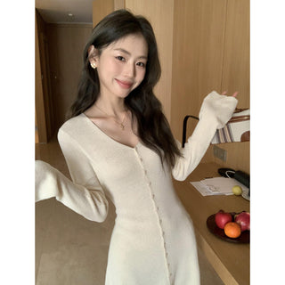 knit V-neck dress