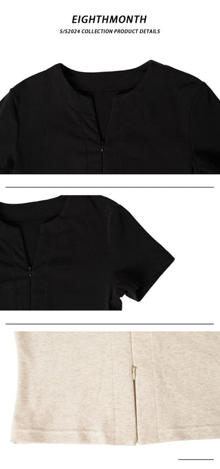 zipper shoulder top