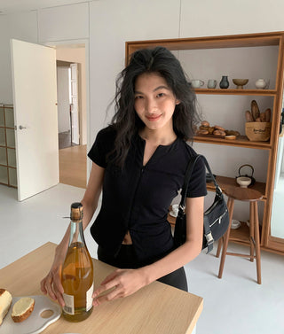 zipper shoulder top