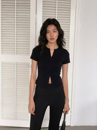zipper shoulder top