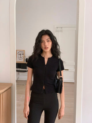 zipper shoulder top
