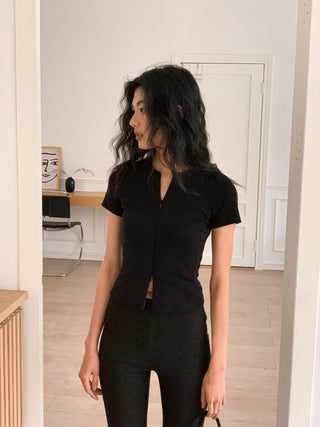 zipper shoulder top