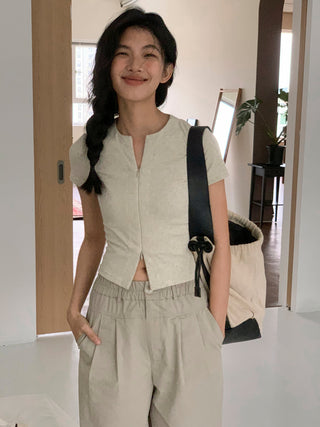 zipper shoulder top