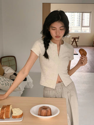 zipper shoulder top