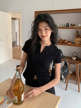 zipper shoulder top