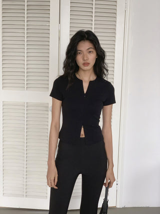 zipper shoulder top