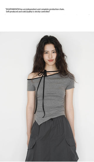 one-shoulder halter