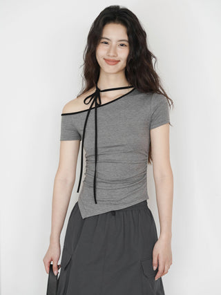 one-shoulder halter