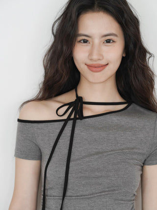 one-shoulder halter
