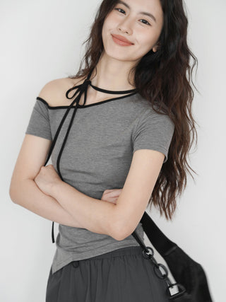 one-shoulder halter