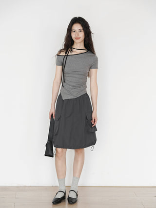 one-shoulder halter