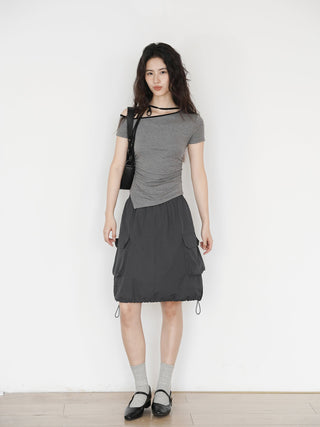 one-shoulder halter