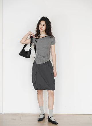 one-shoulder halter