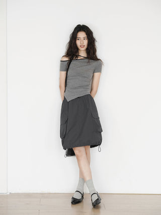 one-shoulder halter