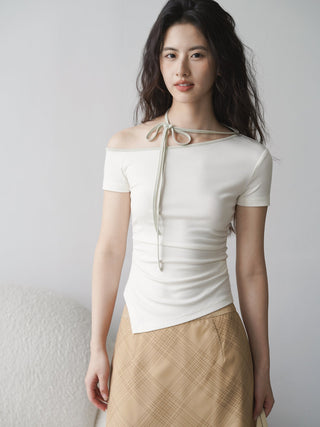 one-shoulder halter