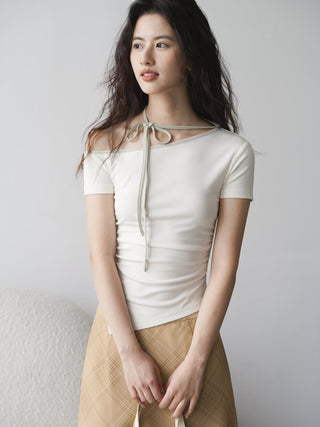one-shoulder halter