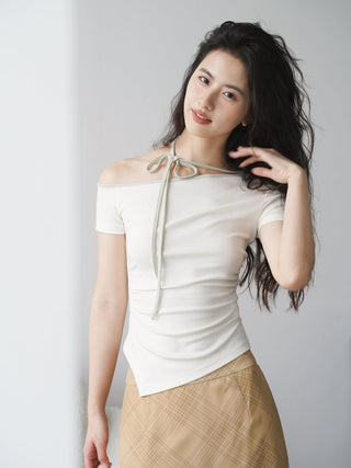 one-shoulder halter