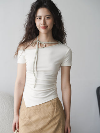 one-shoulder halter