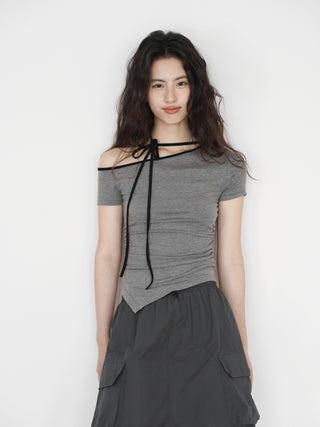one-shoulder halter
