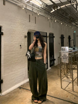 plaid mesh top