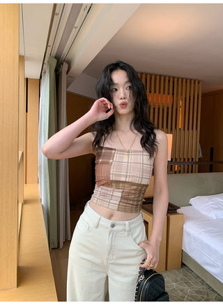 plaid mesh top