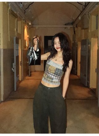plaid mesh top