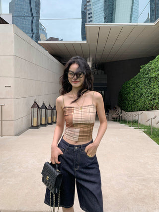 plaid mesh top