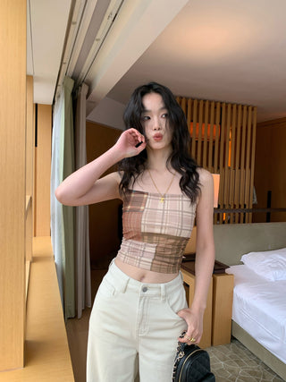 plaid mesh top