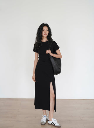 black slit dress