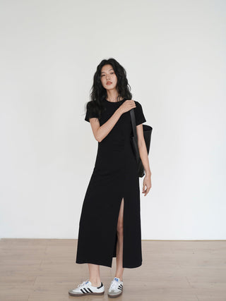 black slit dress