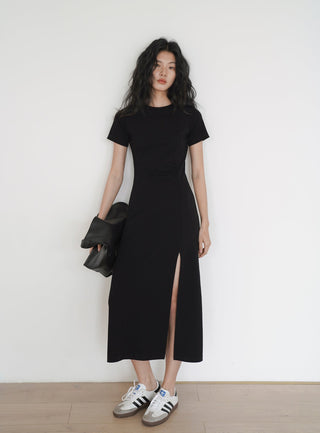 black slit dress