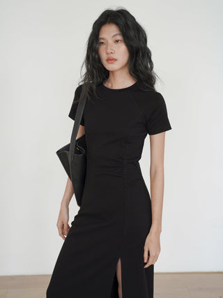 black slit dress