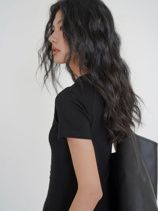 black slit dress