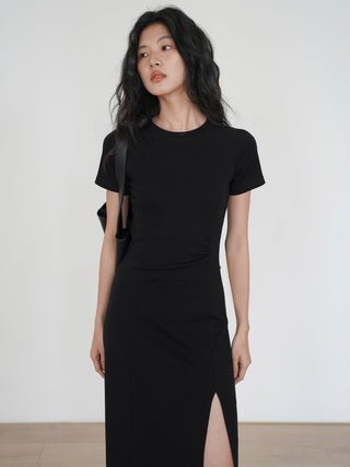 black slit dress