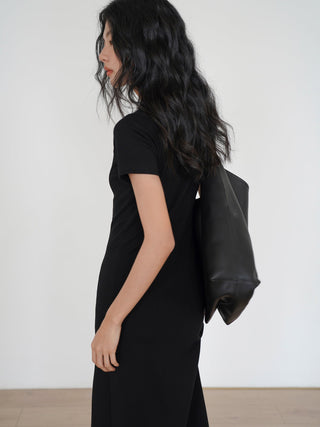 black slit dress