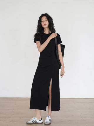 black slit dress