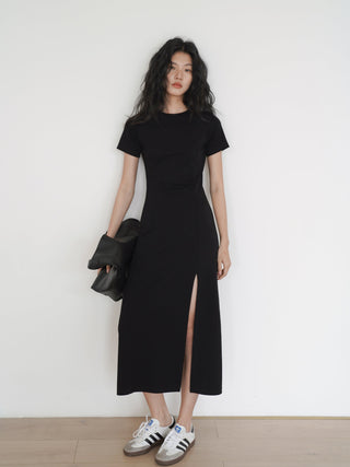black slit dress