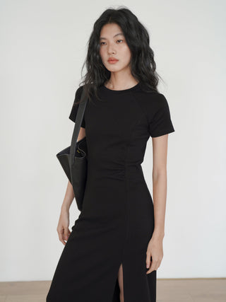 black slit dress