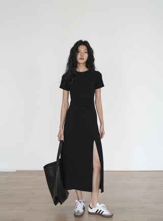 black slit dress