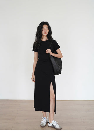black slit dress