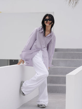light purple shirt