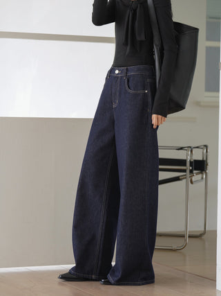 navy wide jeans