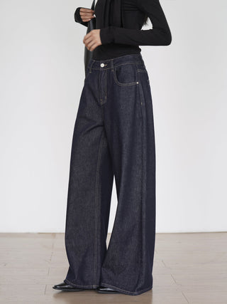 navy wide jeans