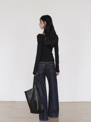 navy wide jeans